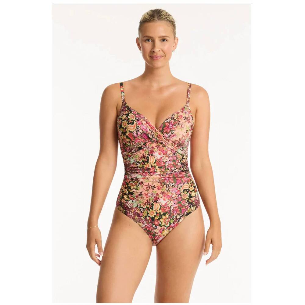 NEW SEA LEVEL AUSTRALIA twist front one piece in wildflower